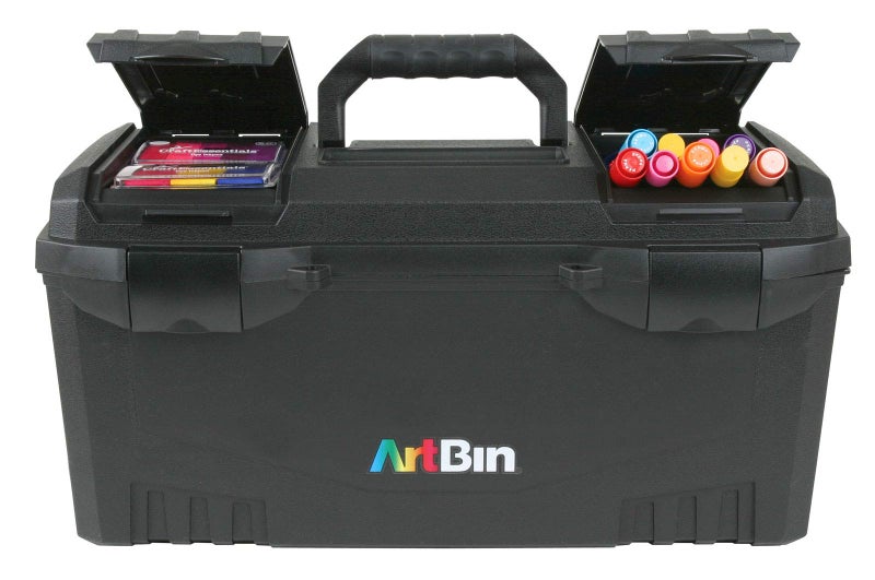 ArtBin 6918AB Twin Top 17 inch Supply Box, Portable Art & Craft Supply Organizer with Handle, [1] Plastic Storage Case, Black - Image 4